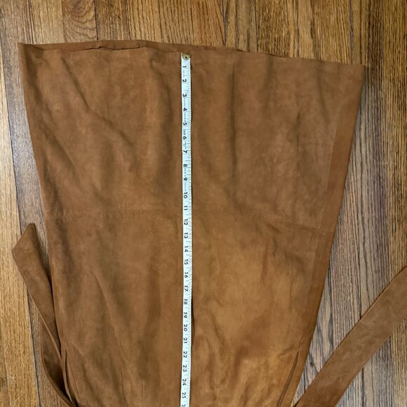 vintage bohemian suede tie front midi aline 80s brown skirt (very chloe!!!) - Picture 5 of 6
